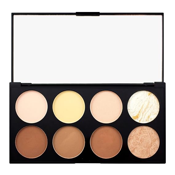 Revolution, Ultra Contour Face Palette, 8 Powder Shades, Contours, Highlights, Shapes, Buildable Pigment & Blendable Formula, Vegan Cruelty-Free