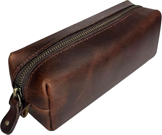 Leather Pencil Case - Handcrafted Full-Grain Pen Pouch with YKK Zipper
