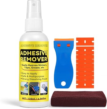 Adhesive Remover, Surface-Safe Sticker Remover Spray, Glue Remover that Quickly Removes Sticker, Glue, and Tape Residue | Safe for Car, Glass, Label, Decals & More, 4.06 fl.oz/120ml