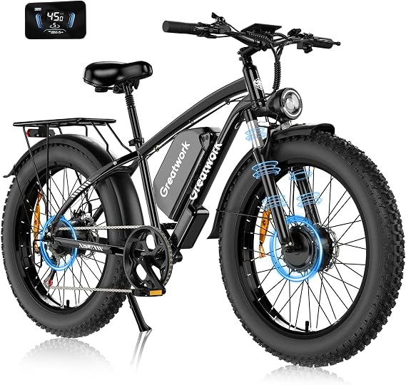 GREATWORK Peak 5000W Dual Motor Electric Bike for Adults, 45MPH Top Speed