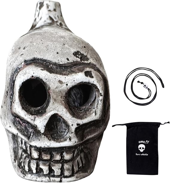 Authentic Aztec Whistle, Aztec Death Whistle, Scream Skull Spooky Whistle With Storage Bag, Real Screaming Human Sounding
