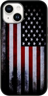 Tnarru Compatible with iPhone 14 Case American Flag Pattern Military-Grade Drop Protection Non-Slip Sides Anti-Scratch Back Shockproof Lightweight Slim Case for iPhone 14