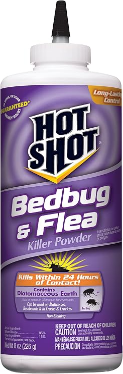 Hot Shot Bedbug and Flea Killer Powder, 8-Ounce