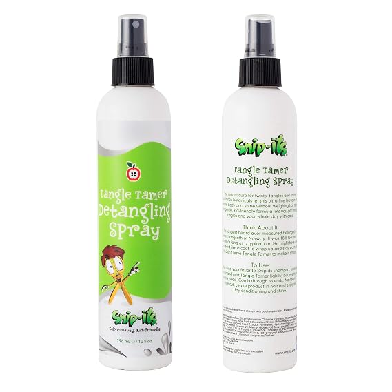 Snip-its Tangle Tamer Hair Detangler Spray for Kids 10oz | Leave-in Conditioner Spray Curly or Straight - Anti-Static Formula - Made in USA, All-Natural Ingredients | Salon Quality. Kid Friendly.