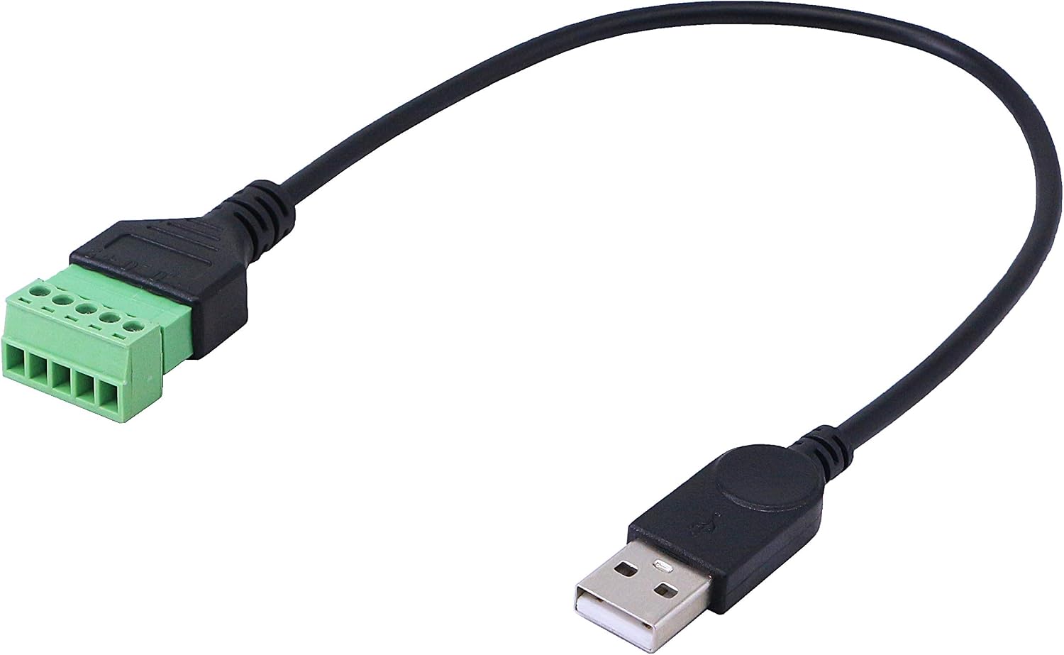 CERRXIAN 1ft USB Type A 2.0 Male to 5 Pins Screw Terminal Female Solderless Charging and Data Transfer Converter Adapter Extension Cord