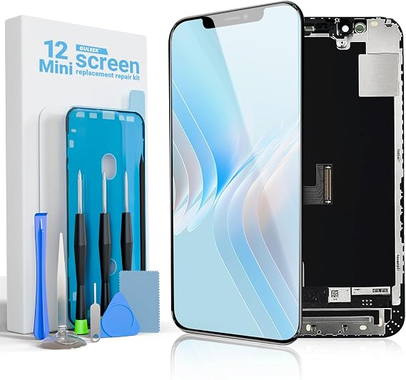 Screen Replacement for iPhone 12 Mini 5.4" FHD LCD Display Touch Digitizer | COF Full HD Screen, Precise Touch, Full Assembly, Face ID Supported, with Repair Kit, Screen Protector & Waterproof Seal