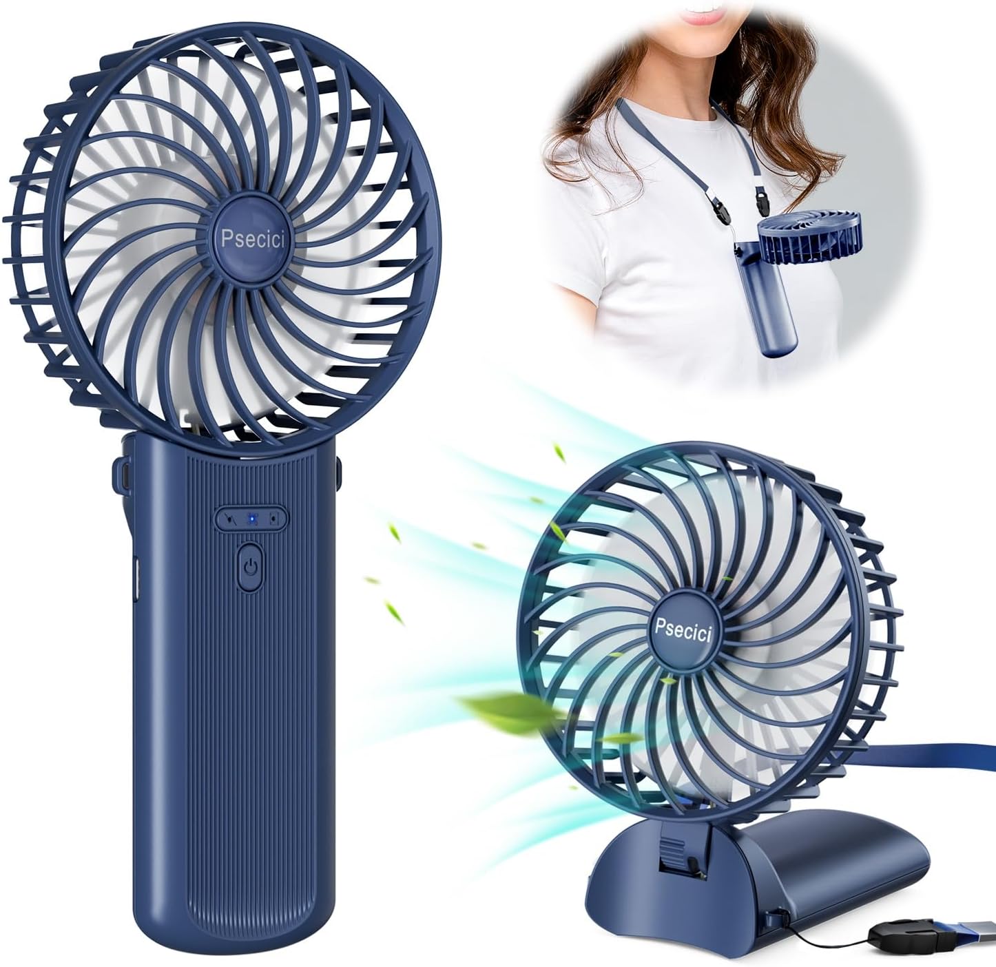 Handheld Fan, Mini Portable Fan with lanyard，4 Speeds Level Personal Fan, 180 Degree Foldable Desk Fan for Travel Outdoor Office Household