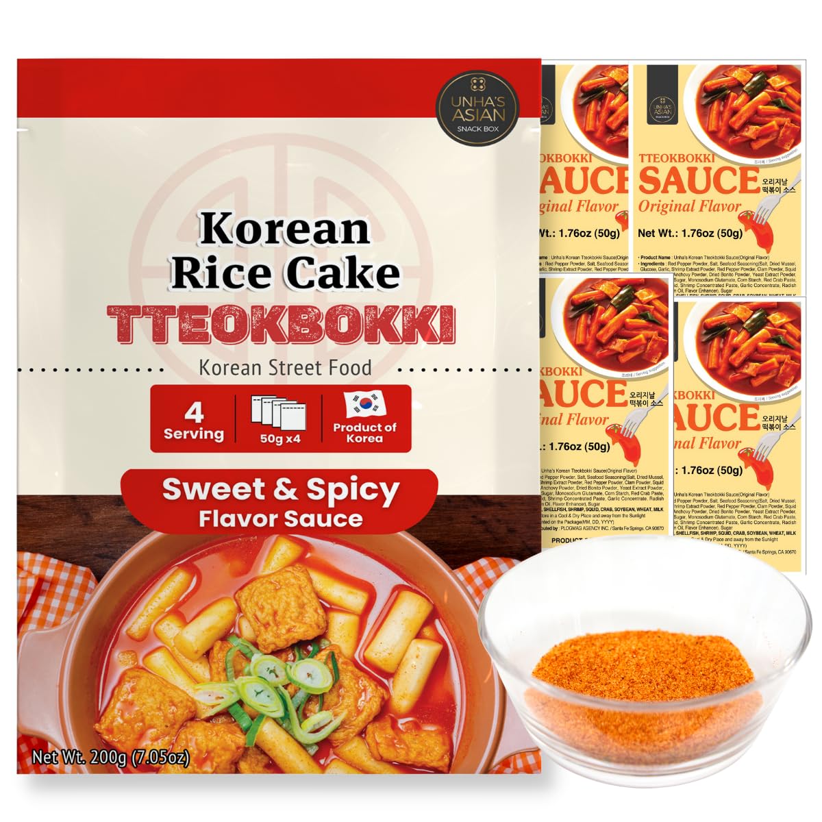 Tteokbokki Sauce – Authentic Korean Street Food Sweet N’ Spicy Flavor, Great Taste for your Rice Cakes, Stir-Fried, Noodles, Stews and much more! 1.76oz 4 Pack Sweet N Spicy