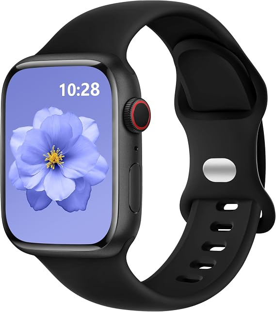 DaQin Soft Silicone Band Compatible with Apple Watch Straps 44mm - Breathable Sport Band Compatible with Apple Watch Series 11 Strap/for iWatch Straps 45mm 44mm 46mm 49mm Series 10 9 8 7 6 5 4, Black
