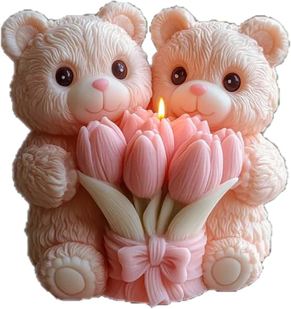Large Flower Bear Cylinder Molds Silicone Wave Spiral Candle Mold - Silicone Resin Casting Molds for Candle & Resin & Soap Craft Supplies