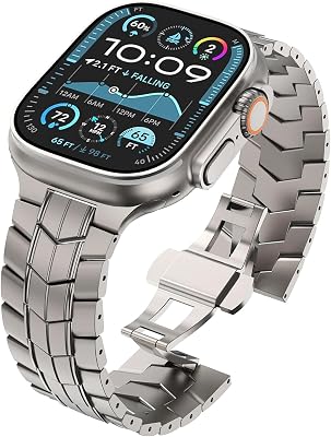 Wingle Titanium Band for Apple Watch Band Ultra 321 Band 49mm Series 11 10 46mm 45mm 44mm 42mm Men SE 321 Series 9 8 7 6 5 4 3 2 1, Rugged Lightweight Titanium Watch Bands Solid Metal iWatch Strap