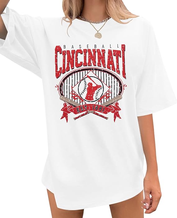 Oversized Baseball Shirt Women Game Day Season T Shirt Baseball Mom Tee Baseball Fans Short Sleeve Tops