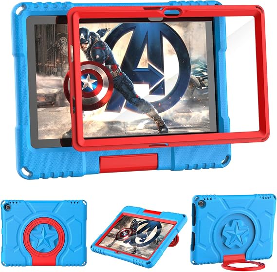 Amazon Fire HD 10 & Fire HD 10 Plus Tablet Case for Kids(13th/11th Generation, 2023/2021 Release), Lainergie Shockproof Case with Screen Protector and Handle Stand Incompatible iPad Samsung TCL,Blue