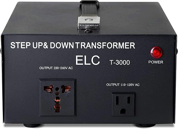 ELC T Series 3000+ Watt Voltage Converter Transformer - Step Up/Down - 110v to 220v / 220v to 110v Power Converter - Circuit Breaker Protection, CE Certified