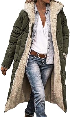 Long Puffer Coat Women Casual Reversible Fleece Jacket Coats Loose Fit Windbreaked Winter Oversized Outfits Hooded