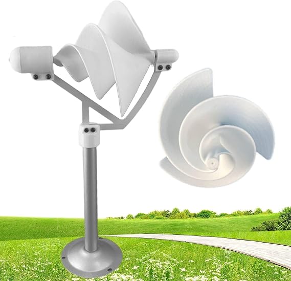 10W Micro Spiral Wind Power Generator DIY White Wind Power Generator Model Permanent Magnet Generator Model Breeze Starter Generator Light with LED Light