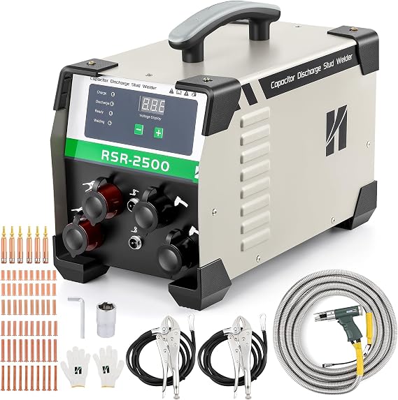 Huanyu Capacitor Discharge Stud Welder M3-M10 Stud Bolt Plate Welder Welding Machine Welding Bolt Plate Insulation Nail Screw Low Carbon Steel Aluminum Brass RSR-2500 (110V)