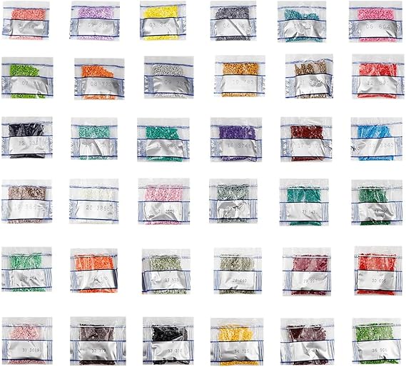 36 Colors Replacement Resin Diamond Beads,2.5mm Round Flat Bottom Rhinestones,5D Art Craft Accessories for Cross Stitch,DIY Painting,Scrapbooking,Nail Art,Greeting Cards
