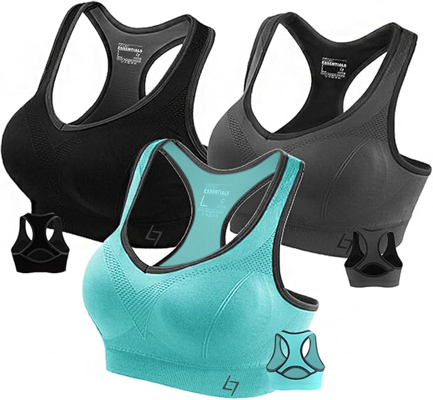FITTIN Racerback Sports Bra for Women - High Impact Padded Seamless Activewear Bras for Yoga Gym Workout Fitness