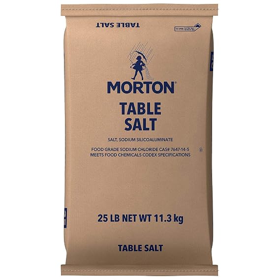 Morton Table Salt, Iodized, 25 Pound