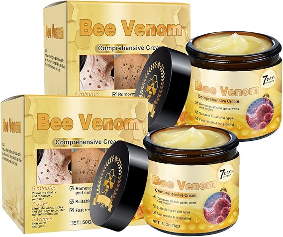 Bee Venom Skin Restoration Cream, Bee Venom Comprehensive Creams, Firming Moisturizing & Repair Reduces Blemishes for All Skin Type (2 Bottle*60ML)