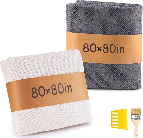Riiai 80" x 80" Rug Tufting Cloth Kit: Overlocking Primary Tufting Cloth with Marked Lines & Rug Backing Non-Slip Rug Pad Fabric, Professional Tufting Supplies
