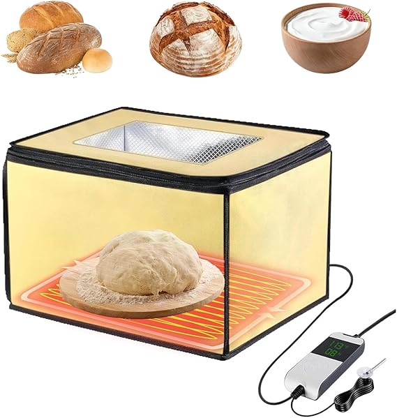 Bread Dough Proofer with Heater, Electric Bread Dough Proofing Box with Insertable NTC Temperature Sensor 50~113℉ Digital Display 0 to 12 Hours Timer, Perfect for Making Sourdough,Bread,Pizza,Yogurt