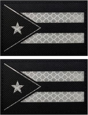 Reflective Puerto Rico Flag Applique Patches Puerto Rican Embroidered Appliqué Patches Sewing Fabric Funny Applique Patches Tactical Military Emblem Badges