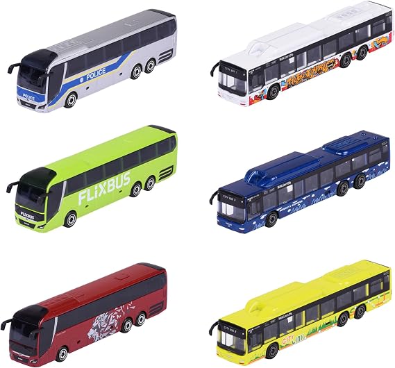 Majorette MAN City Bus - Toy Bus with Freewheel and Suspension, Metal Body, 13 cm Long, for Children from 3 Years, Delivery 1 Piece