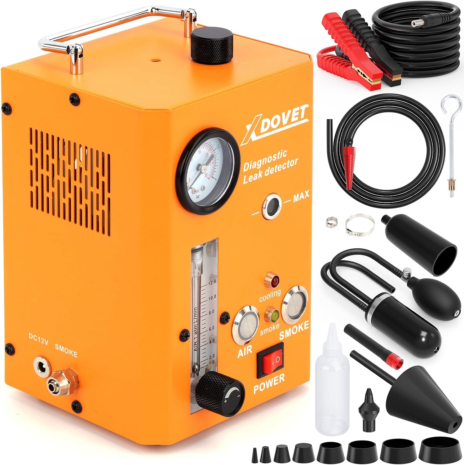 XDOVET Smoke Machine Automotive with Built-in Air Pump and Pressure Gauge Flowmeter, KS201 Pro Max Professional Smoke Leak Detector for Car, Test in Vacuum, Fuel,EVAP, Other Cars System