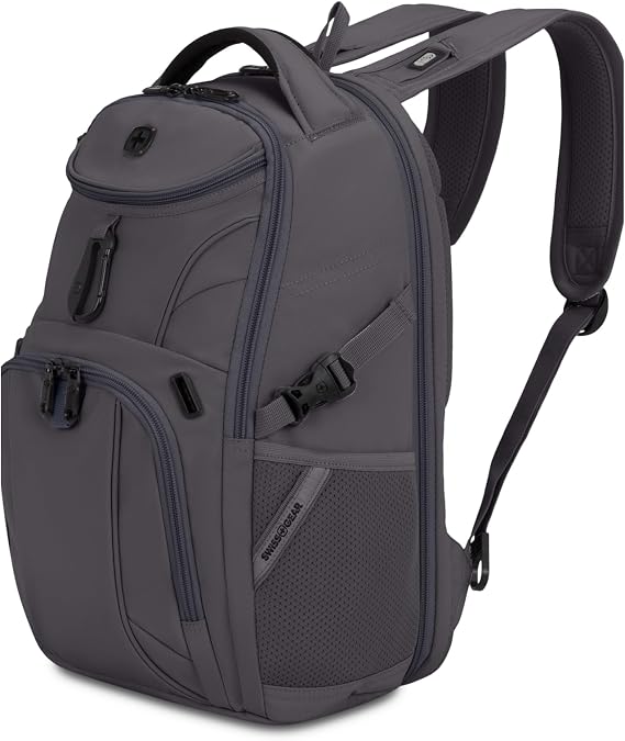 SwissGear 1900 Mini ScanSmart 16-Inch Backpack, Fits Up to 13-Inch Laptop, RFID Protection & ScanSmart TSA-Friendly Compartment, Charcoal