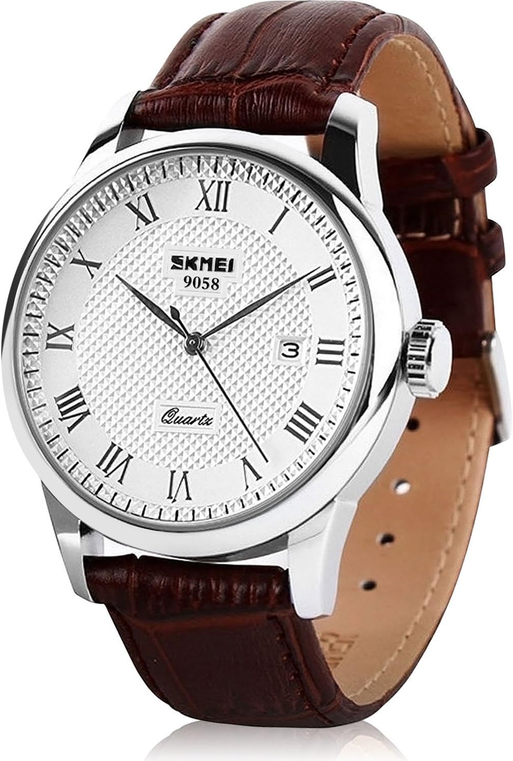 cofuo Mens Leather Tape Quartz Watch, Mens Analog Business Work Rome Digit Daily Waterproof Watches Calendar Date Casual Dress Fashion Wristwatch - Brown, Brown, Quartz Watch