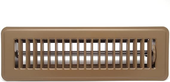HVAC Premium 12'' X 4'' Floor Register with Louvered Design - Heavy Duty Rigid Floor Air Supply with Damper & Lever - Brown