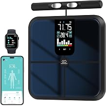 Smart Body Fat Scale with Handle, 8-Electrode Digital Bathroom Scales, Body Composition Monitor with BMI, Muscle Mass & Body Water, Bluetooth App, 180kg