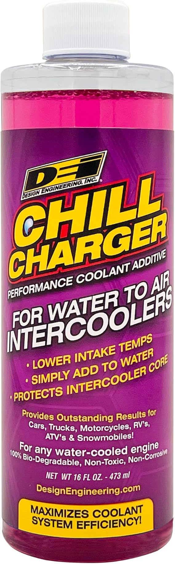 Design Engineering Chill Charger Additive Engine Coolant | Water-to-Air Intercooler for Auto Turbo and Supercharger Systems Lowers Intake Temperatures 16 oz | Made in USA