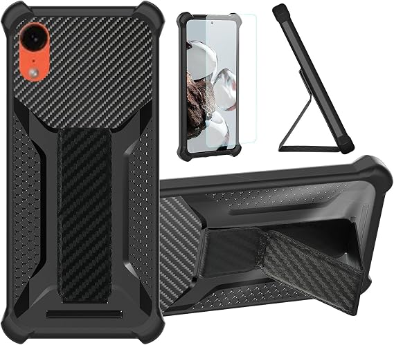 Aroepurt Case Compatible for CMF Phone 1 Phone Case Stand Cover [with Tempered Glass Screen Protector] Hybrid Case [Folding Support Magnetic] [Frosted Anti-Fingerprint] Black