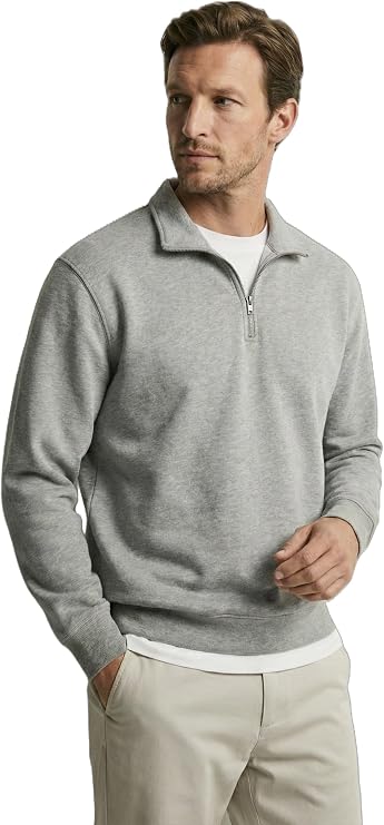 3 Thread Cotton Men's Sweatshirt Relax Fit Zipper Upright Half Collar Soft Key