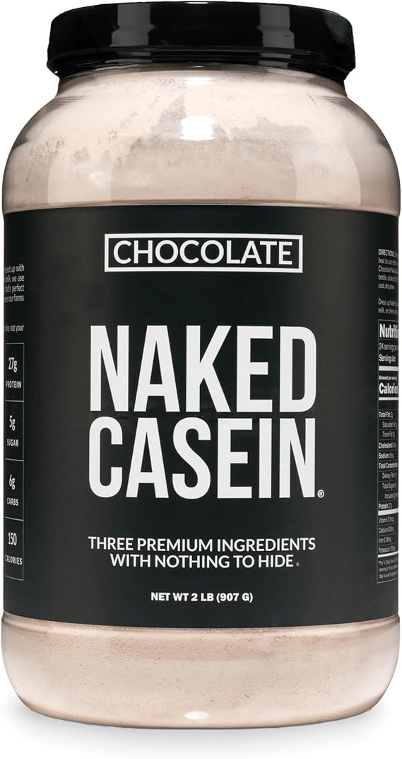 NAKED Casein - 2Lb Micellar Chocolate Casein Protein - Bulk, NSF Certified, GMO-Free, Gluten Free, Soy Free, Preservative Free - Stimulate Muscle Growth - Enhance Recovery - 24 Servings