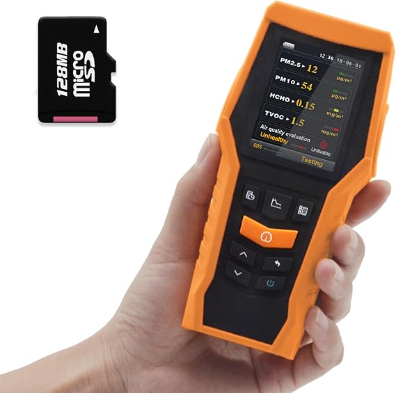 Smart Air Quality Meter Indoor 11-in-1 Air Monitor PM1.0 PM2.5 PM10 Dust TVOC VOC Detector HCHO AQI Tester with Data Record for Home Office (126S)
