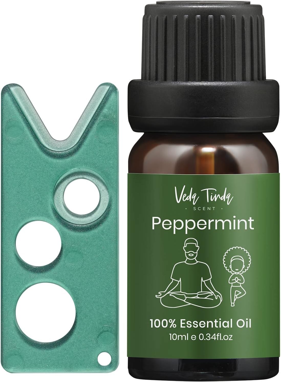 Veda Tinda Essential Oil, 100% Pure Nature Organic Essential Oil for Refreshing, Hair Growth, Clear Head with Diffuser, 0.34 fl oz, 1 fl oz, 4 fl oz