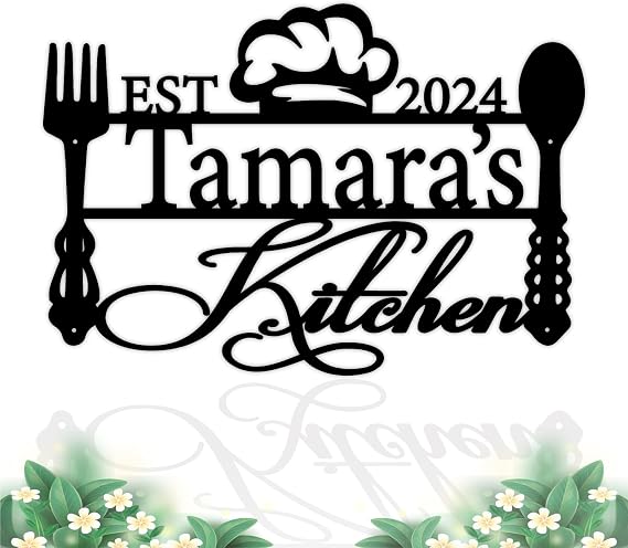 Personalized Metal Kitchen Sign, Custom Kitchen Name Sign, Mom's Kitchen Wall Art, 12 x 8.2 IN Kitchen Wall Decor, Memorial Day, Housewarming, Thanksgiving Gifts