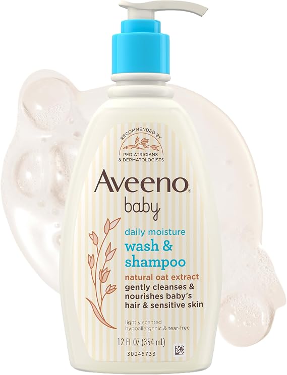 Aveeno Baby Daily Moisture Wash & Shampoo, Tear-Free, 12 fl. oz