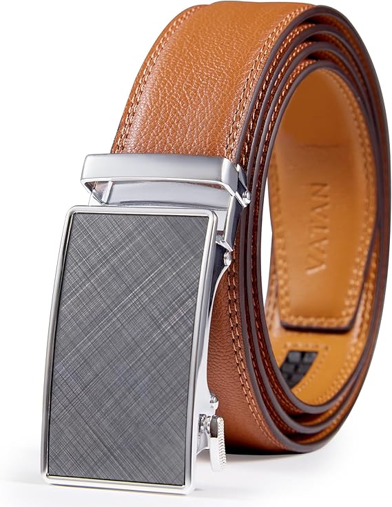 VATAN Men's Belt Leather Ratchet Belt for Men Dress Casual Every Day | 1 3/8" With Adjustable Buckle,Trim to Fit,Smooth Sliding,Holeless Understated Elegance,Formal Suits, Casual Jeans, Gift Boxed