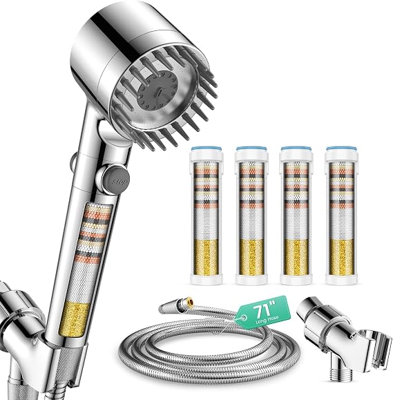 Filtered Shower Head with Handheld 4PCS Filters ShowerHead