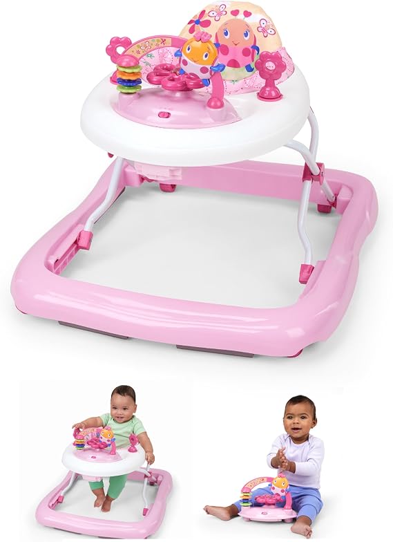Bright Starts JuneBerry Walk-A-Bout Walker with Easy Fold Frame for Storage, Ages 6 Months +