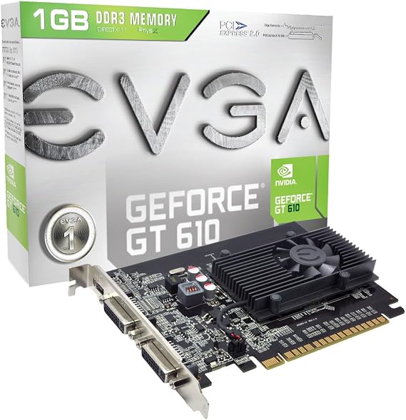 EVGA GeForce GT 610 1024MB GDDR3, Dual DVI, mini-HDMI Graphics Card 01G-P3-2616-KR