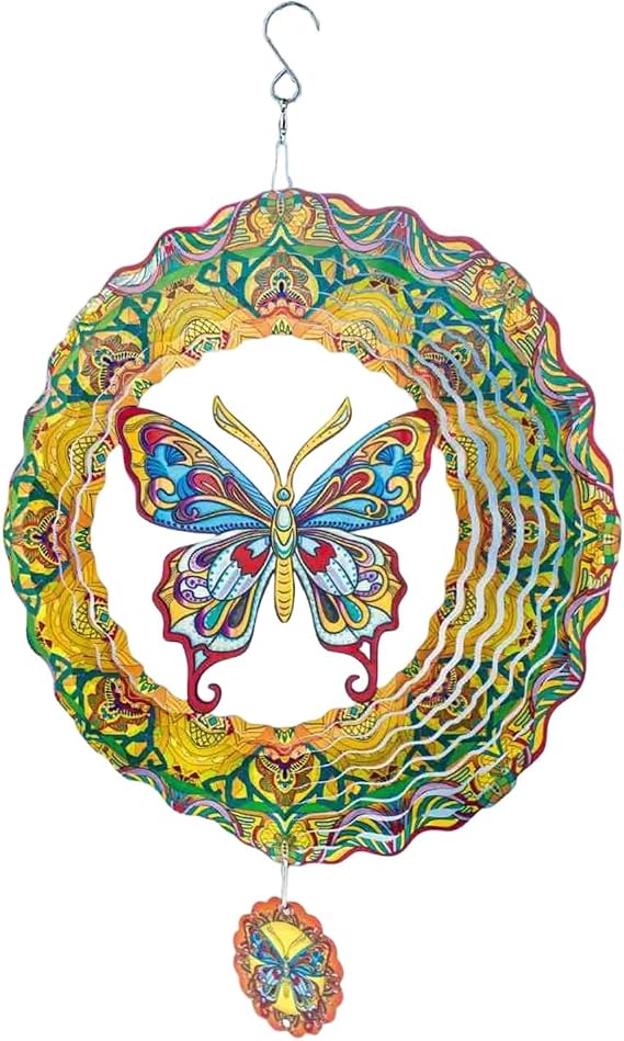 Butterfly Wind Spinners Outdoor Metal Yard Art Decor | Butterfly Wind Sculptures for Yard Patio Porch Backyard Courtyard Balcony Housewarming Birthday