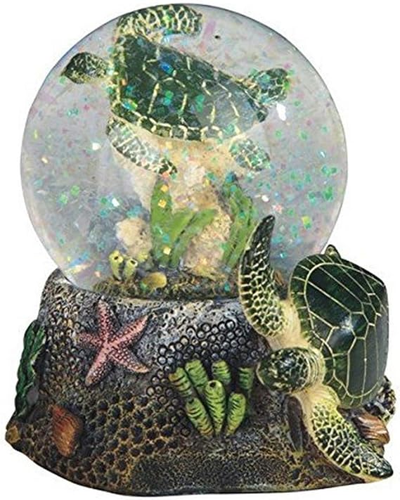 StealStreet 3.75 Inch Marine Life Snow Globe with Sea Turtle Statue Figurine Collectible, 3.75", Green