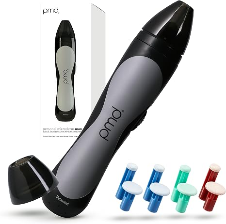 PMD Personal Microderm Man - At-Home Microdermabrasion Machine with Kit for Face & Body - Exfoliating Crystals and Vacuum Suction for Bold and Striking Skin
