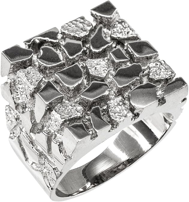Men's 925 Sterling Silver Four Corner Square Top
